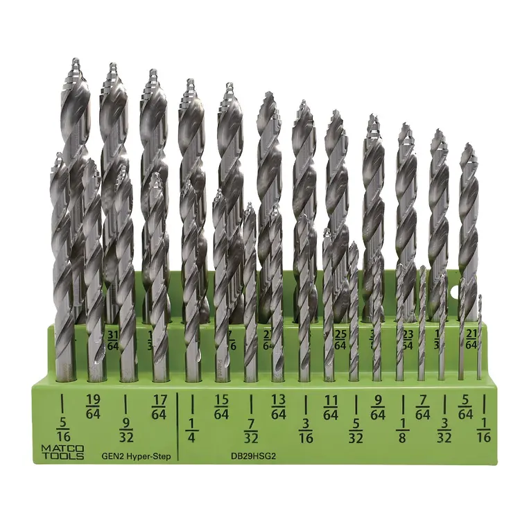 gen2 hyper step high speed steel drill bit set, 29 piece gen2 hyper step high speed steel drill bit set, 29 piece